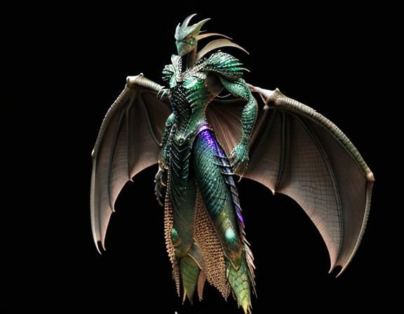 Hyperrealistic Rodan Dragon with Iridescent Scales