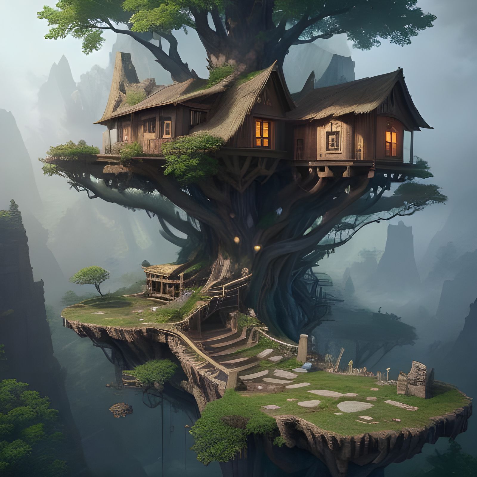 Fantastical Treehouses in Detailed Matte Painting