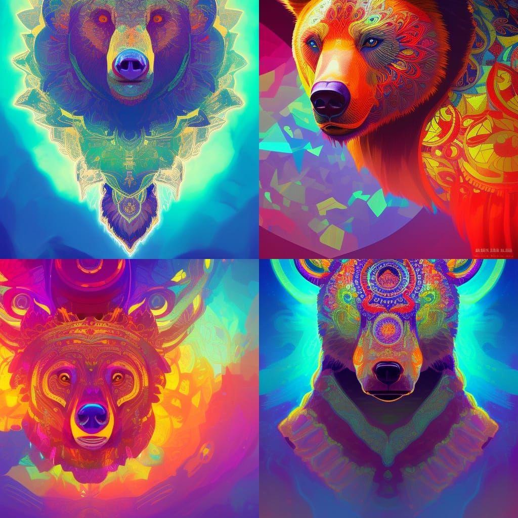 Detailed Bear Mandala with Dynamic Lighting