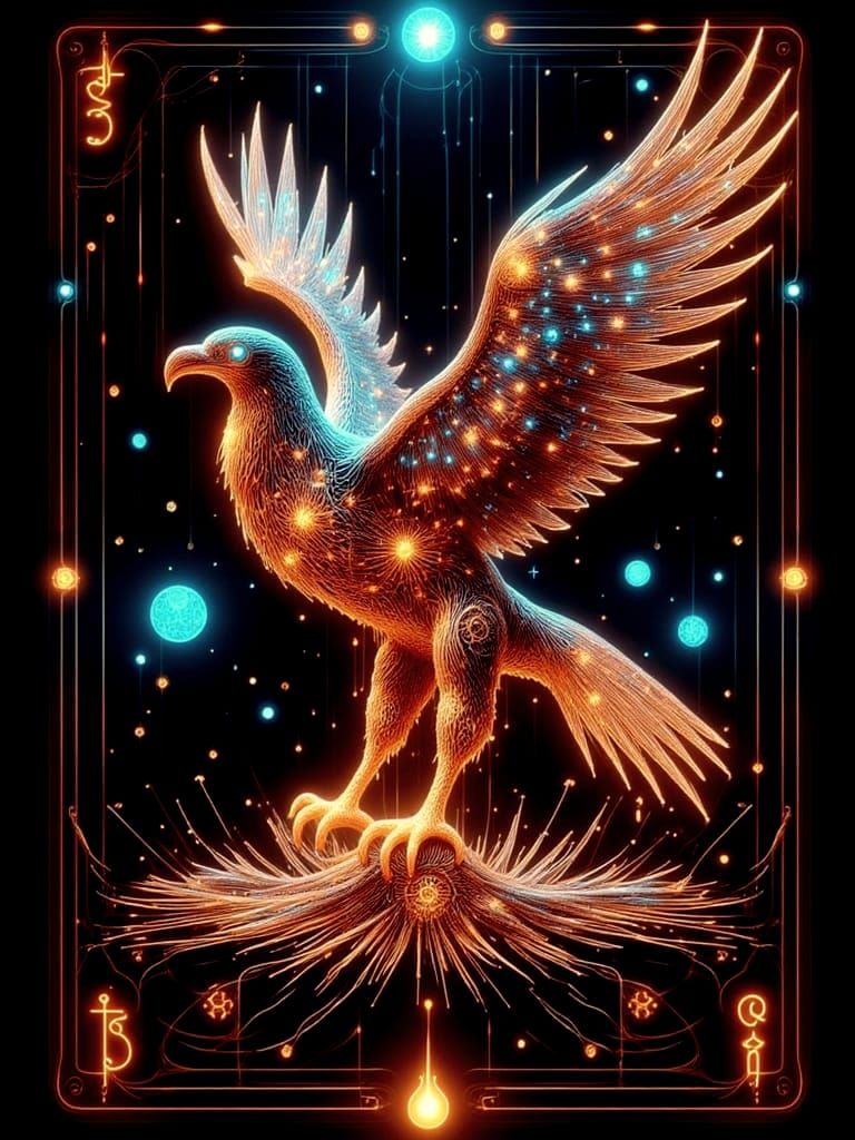 Illuminated Sci-Fi Eagle Tarot Card
