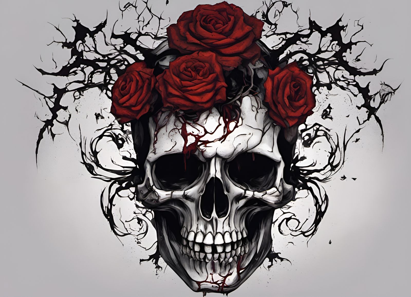 Dark Horror Rose and Skull