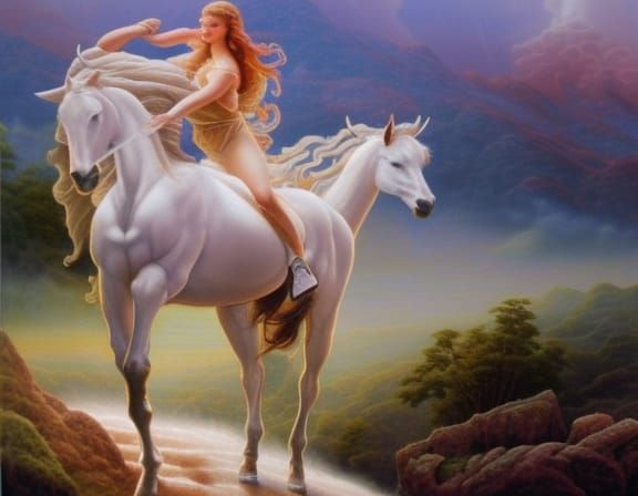 Ethereal Centaur: Mythological Creature in Digital Watercolo...