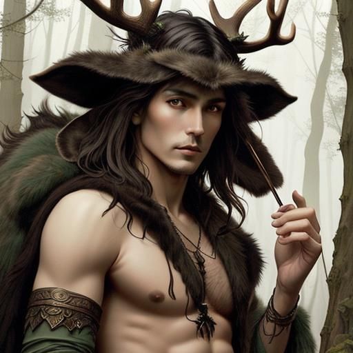 Comic Book Character with Antlers in Hyperrealistic Style