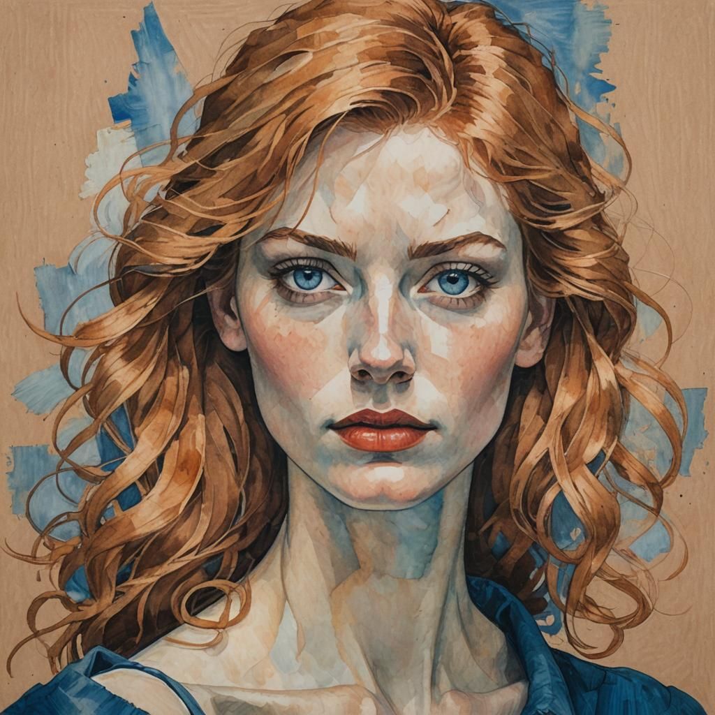 Impasto Portrait of a Strawberry-Blonde Woman