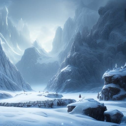 Epic Winter Mountain: Dramatic Digital Matte Painting