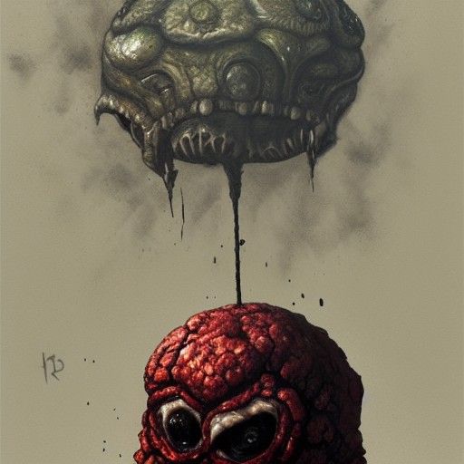 Sinister Giger Meatwad with Human Eyes in Hyperrealism
