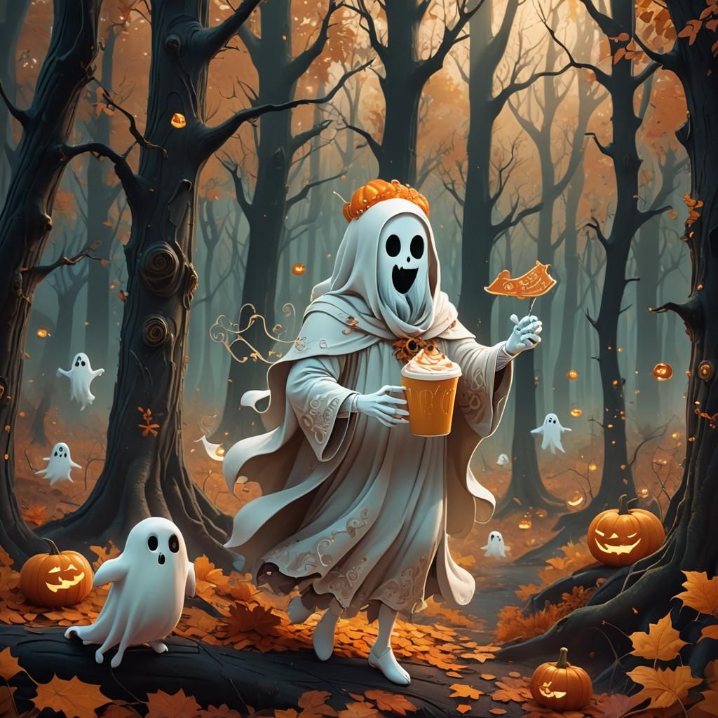 Ghost's Pumpkin Spice Latte in Spooky Forest