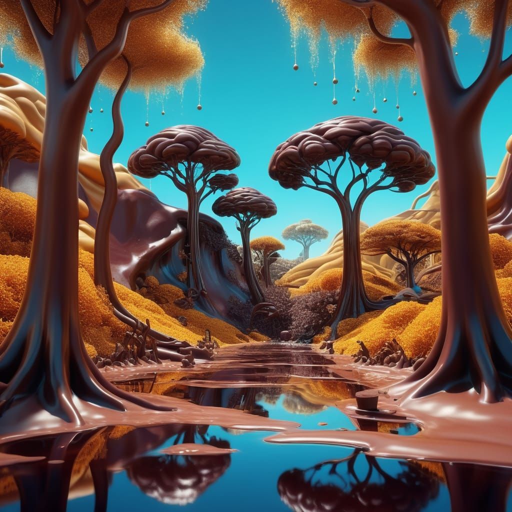 Surrealist Chocolate Safari in Vibrant Oil Painting Style