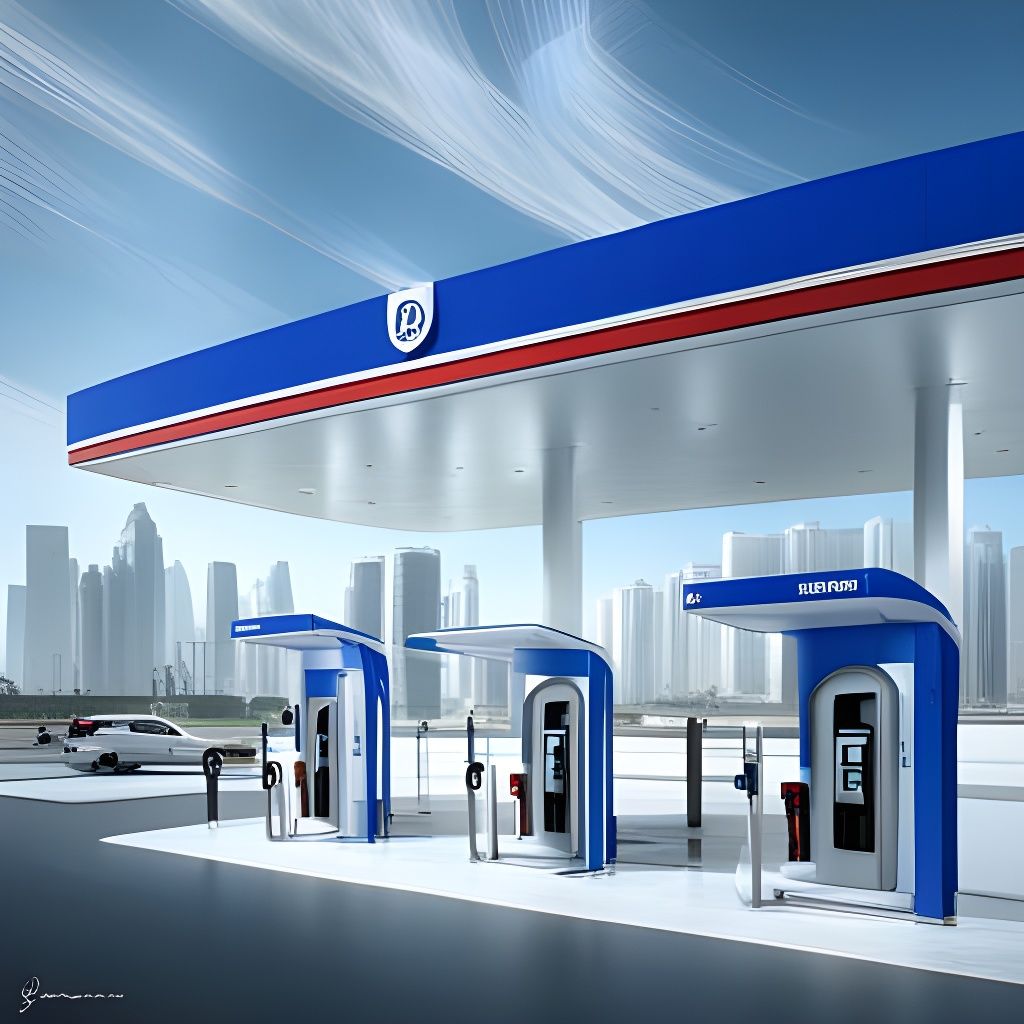 Blue and White Gas Station in Saudi Arabia