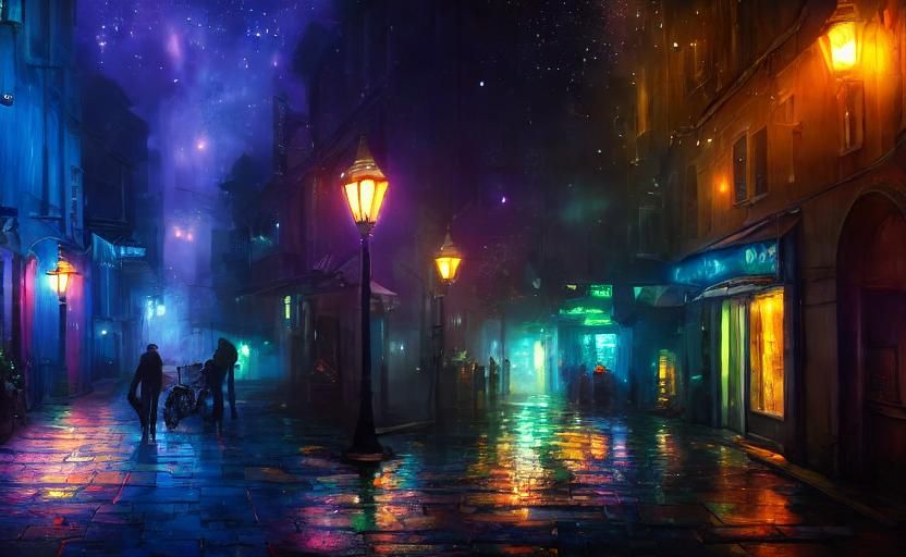 Galaxy Nebula Tavern with Twinkle Lights