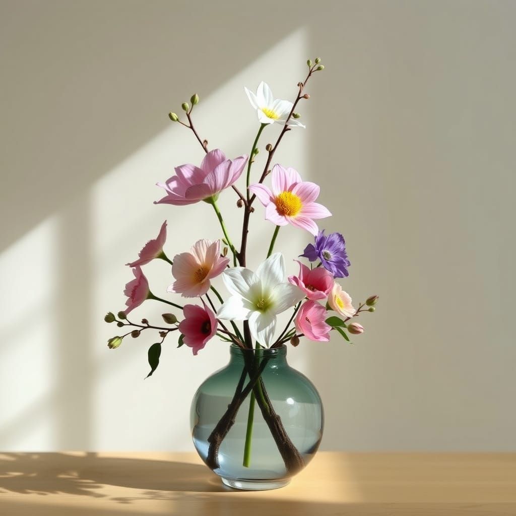 Ikebana Flower Arrangement in Japanese Style