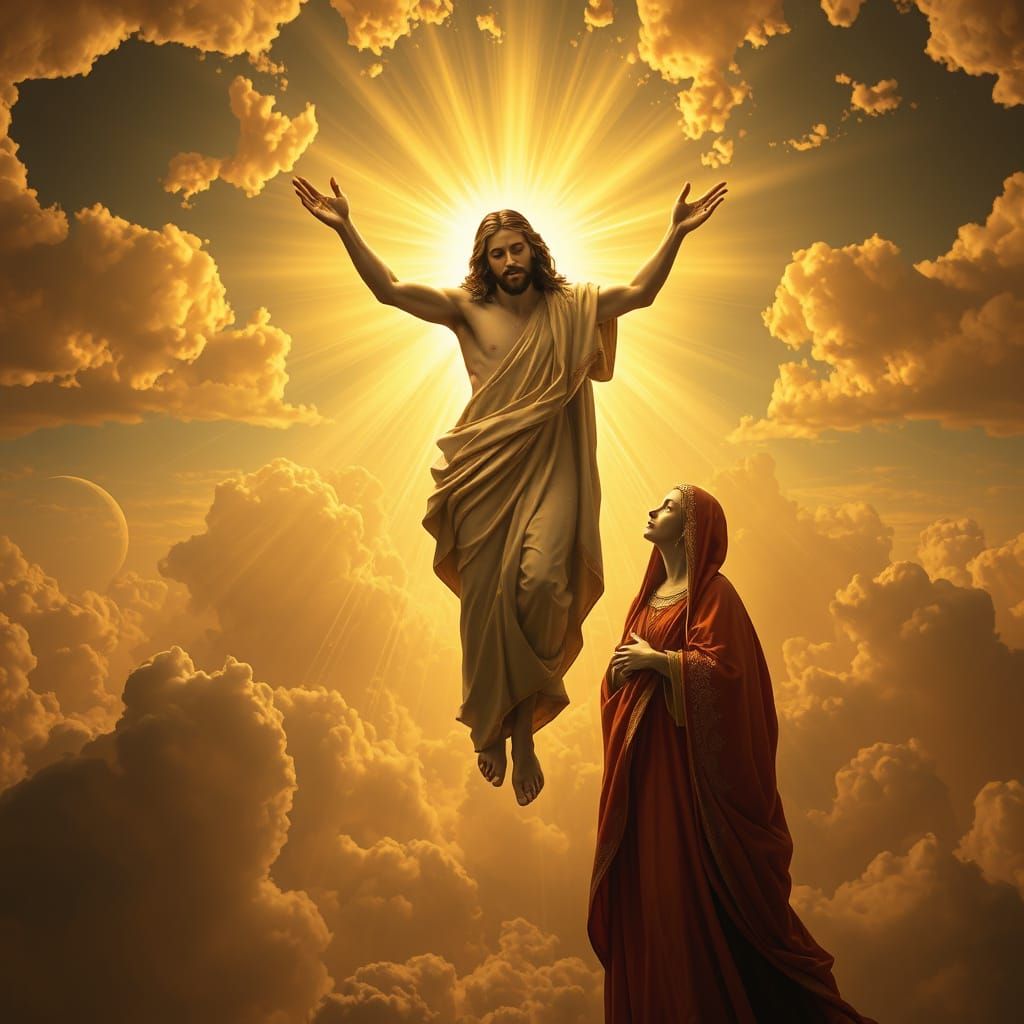 Jesus Christ Rises in Heavenly Apparition to Mary