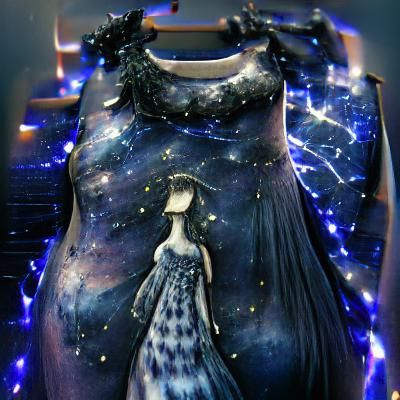 Celestial Night Sky Dress: AI Generated Image