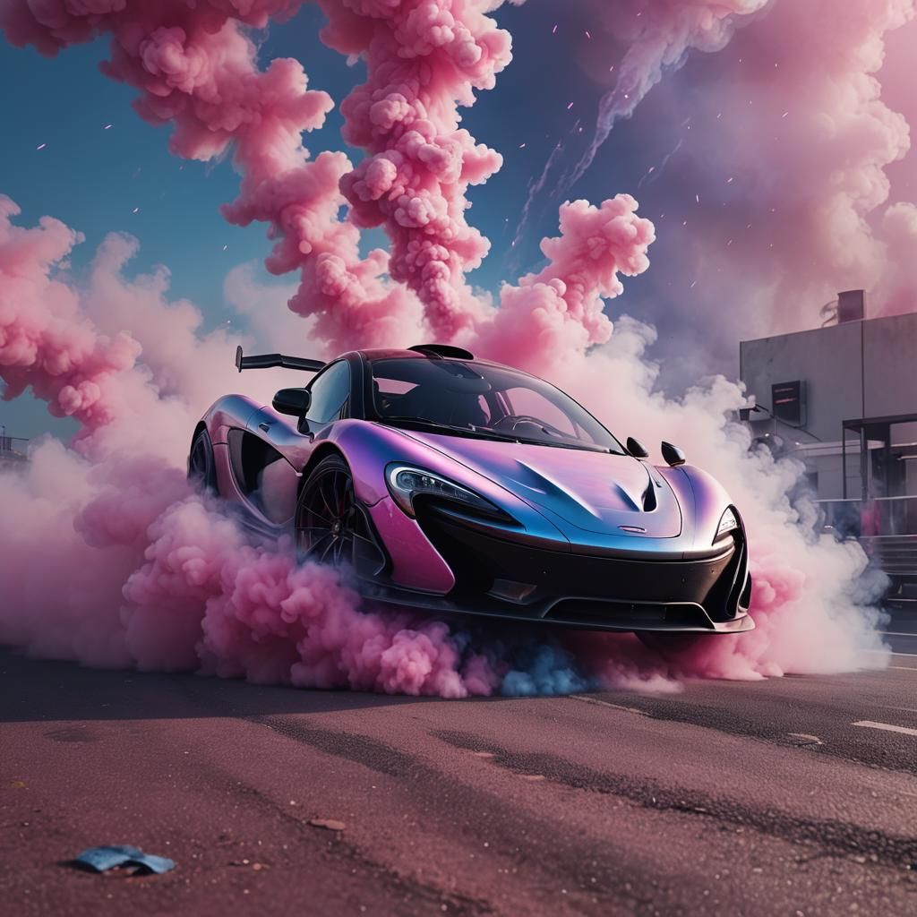 McLaren P1 Emerges from Colorful Smoke: Digital Art