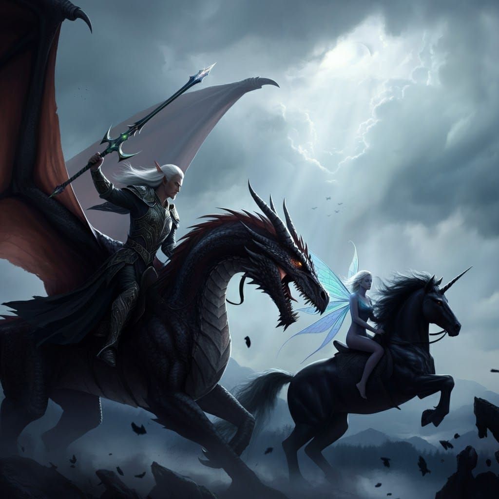 Elf Dragon Rider Versus Fairy Unicorn Rider