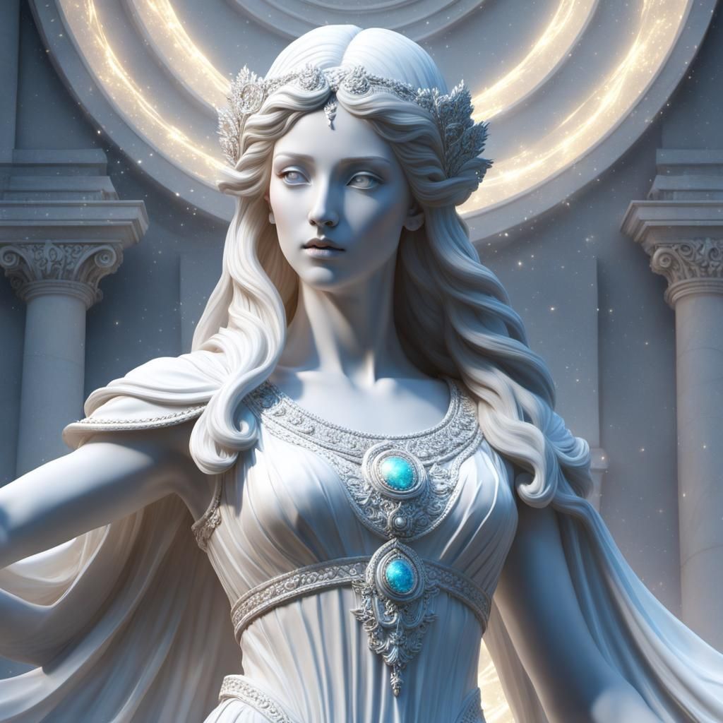 Eris: White Marble Statue with Luminous Effects