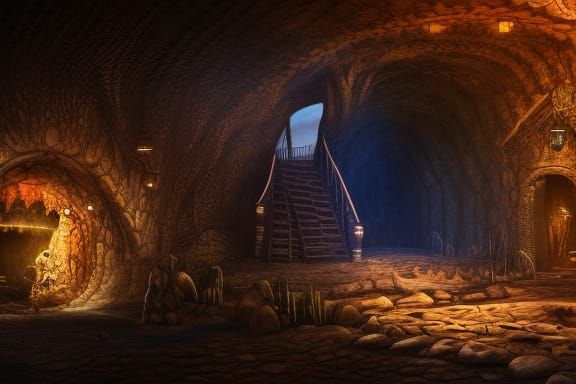 Dark Cave Dungeon with Tunnels in Unreal Engine