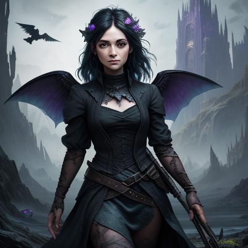 Dark Fantasy Book Cover with Raven Fae