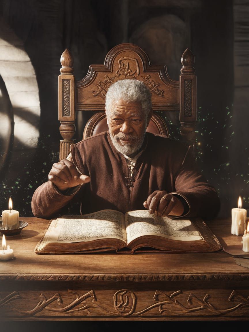 Wise Dungeon Master with Mystical Tome