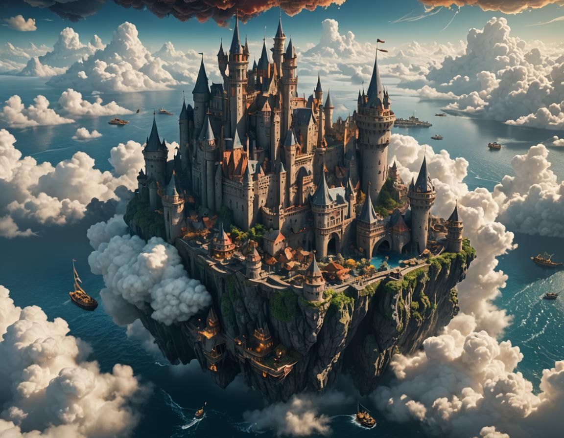 Floating Castle City Above the Clouds