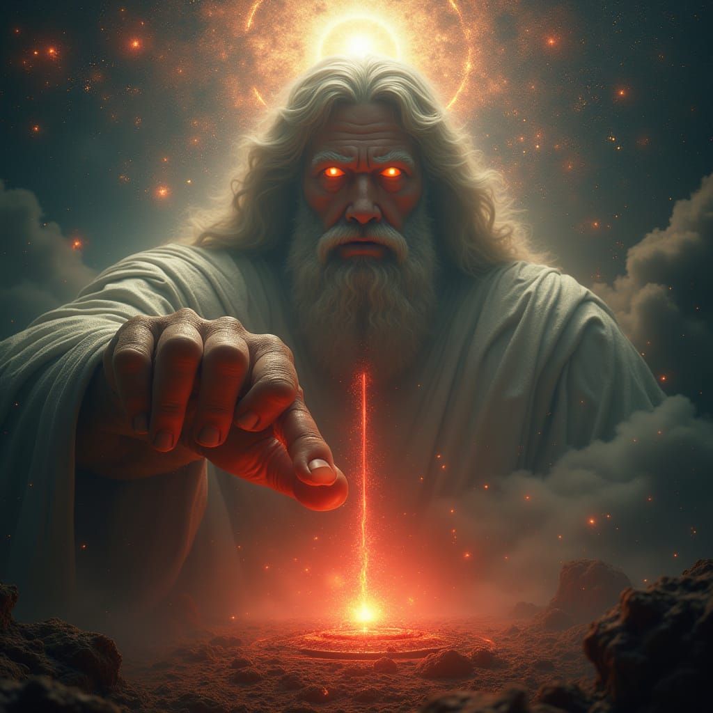 Majestic Creator God in Ethereal Space with Golden Glow