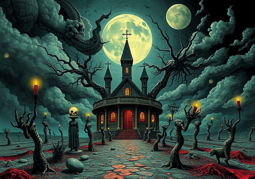 Weird Massurrealism in Gothic Pop Art Style