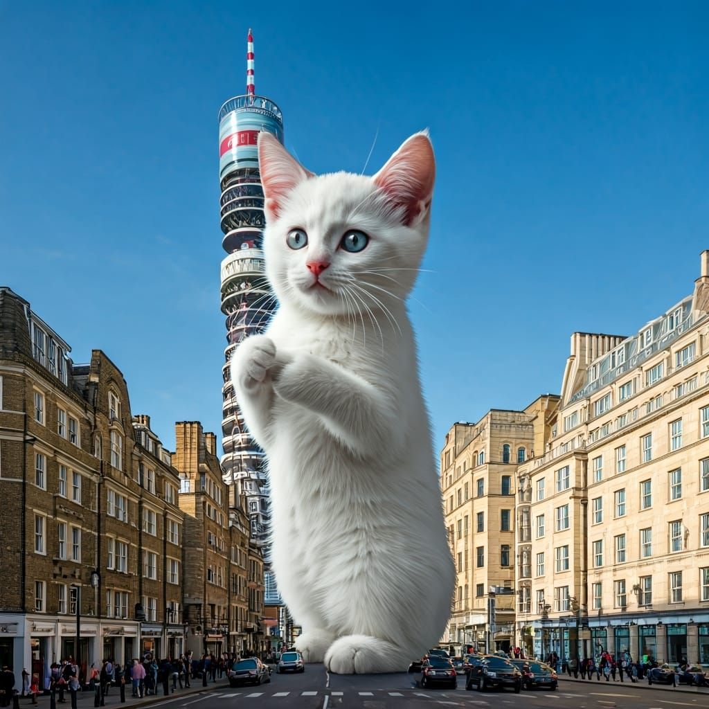 Giant Kitten Climbs BT Tower, London