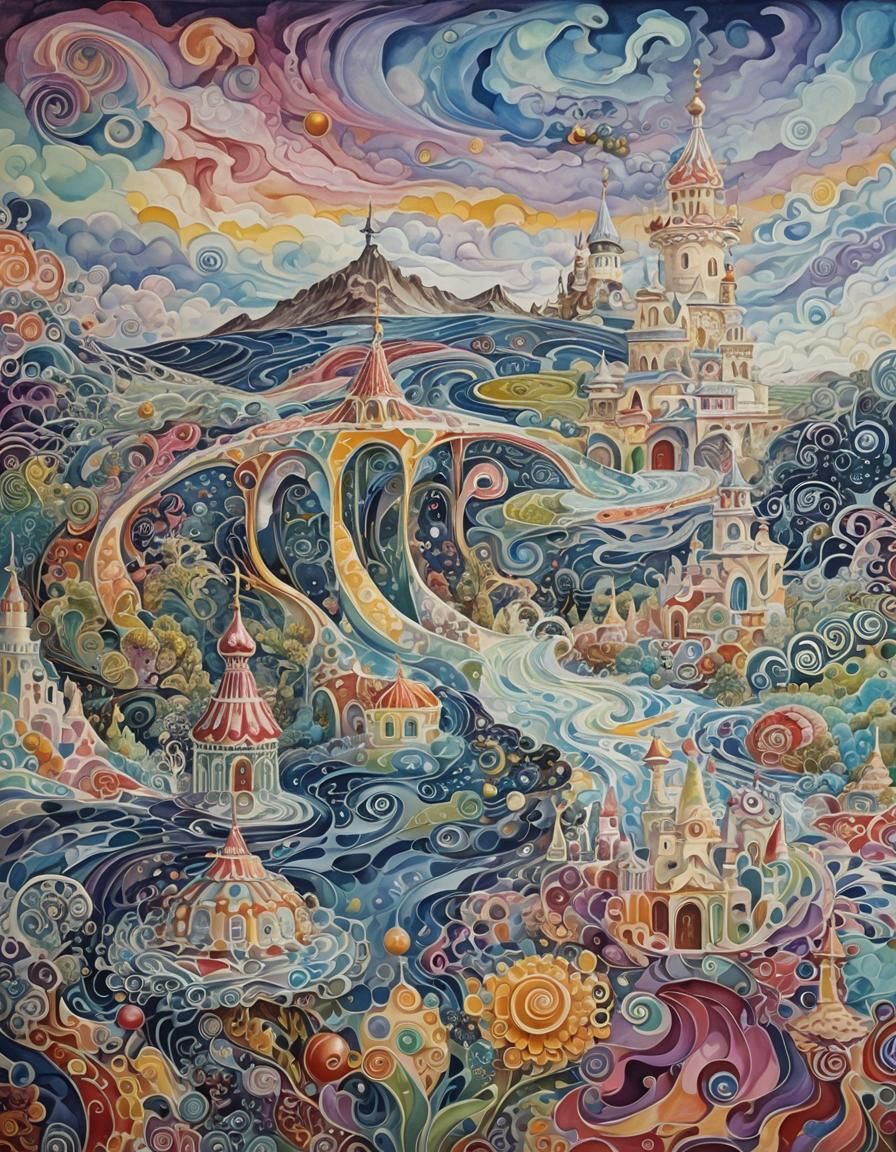 Surreal Russian Fairy Tale Creature in Dreamlike Candyland