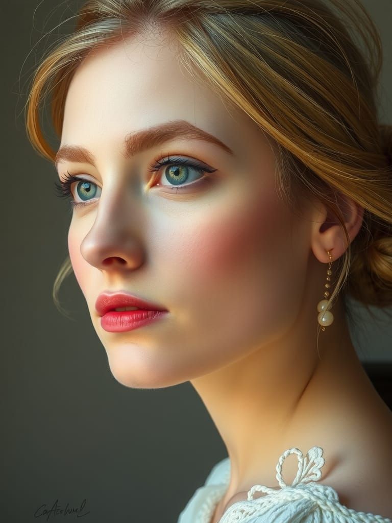 Ethereal Portrait of Woman with Golden Hair
