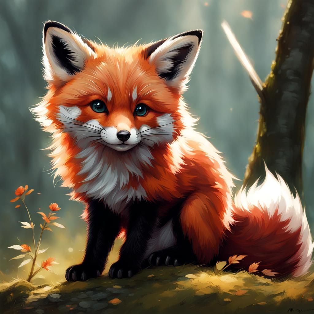 Adorable Red Fox and Panda Hybrid