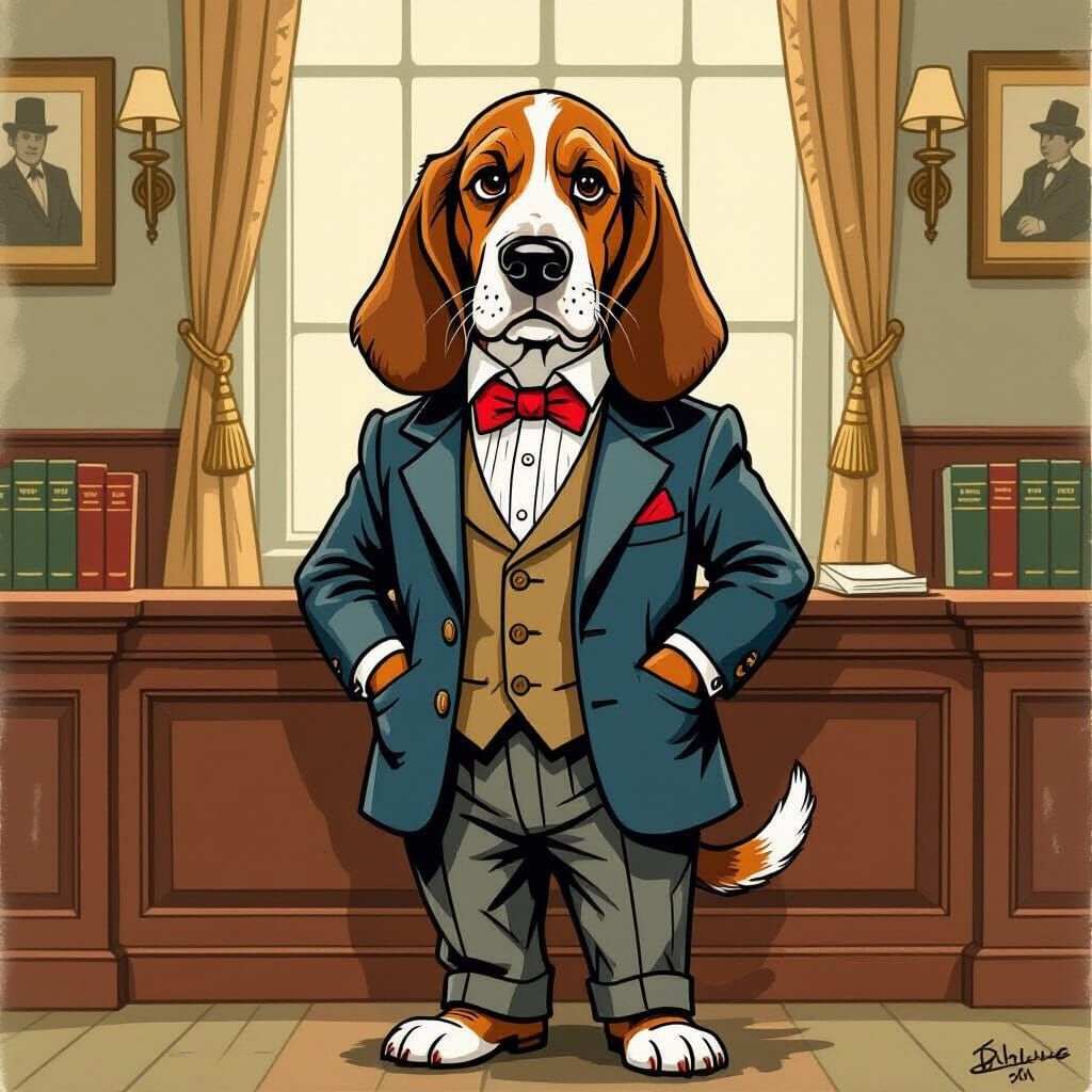 Basset Hound Lawyer: A Vintage Illustration