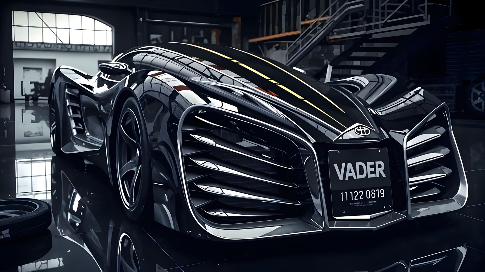 Futuristic Darth Vader Car in HR Giger Style
