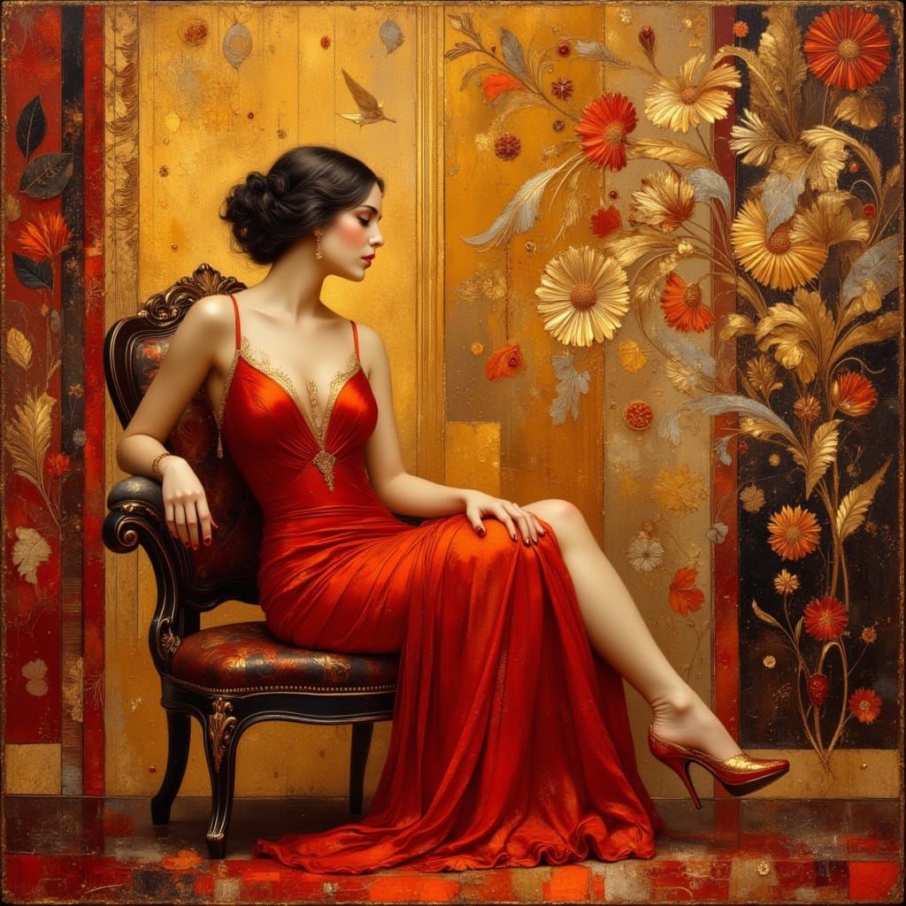 1920s Flapper Portrait in Art Deco Style