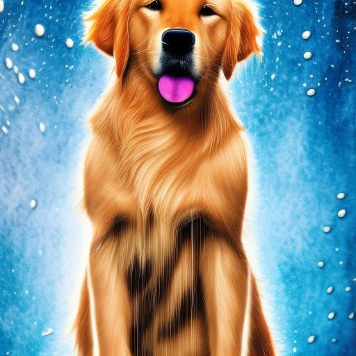 Hyperrealistic Golden Retriever Splash Art