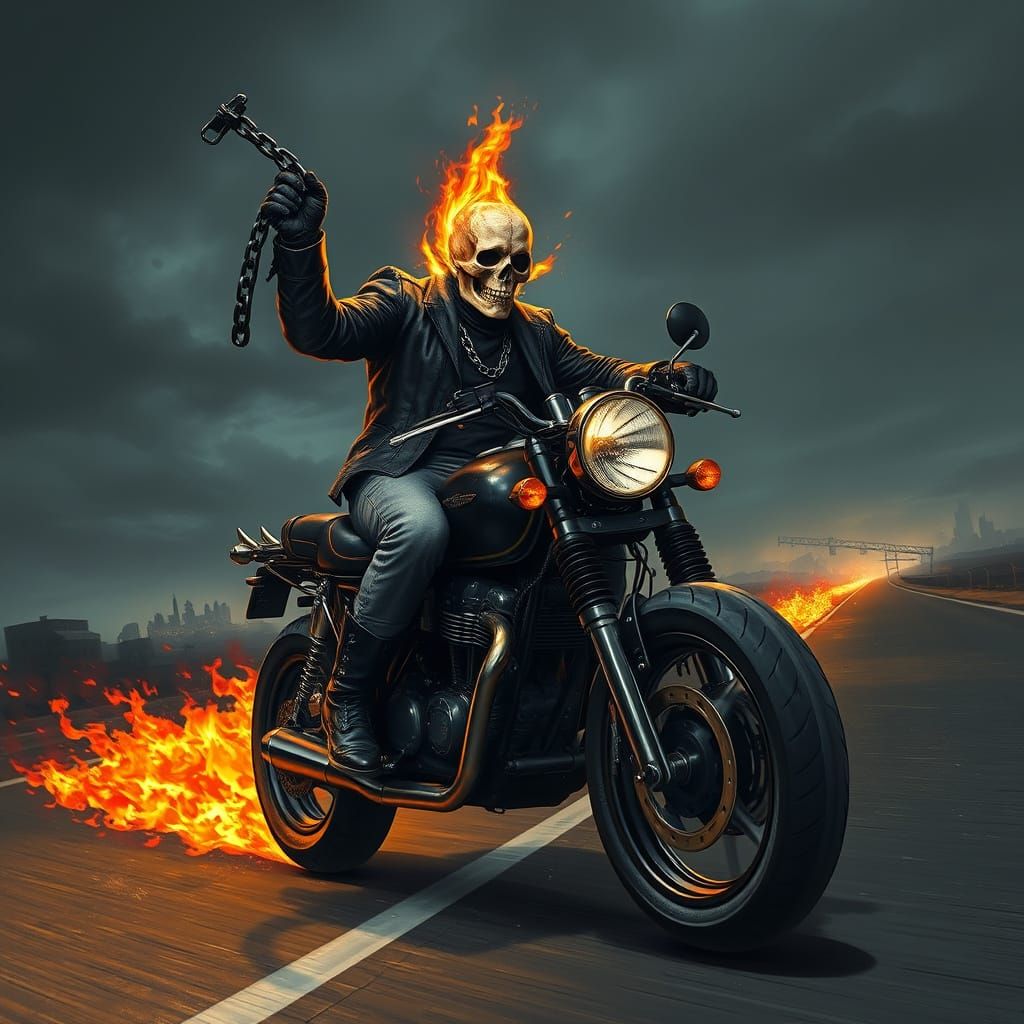 Grim Rider of the Apocalypse in Dark, Horror Realism Style