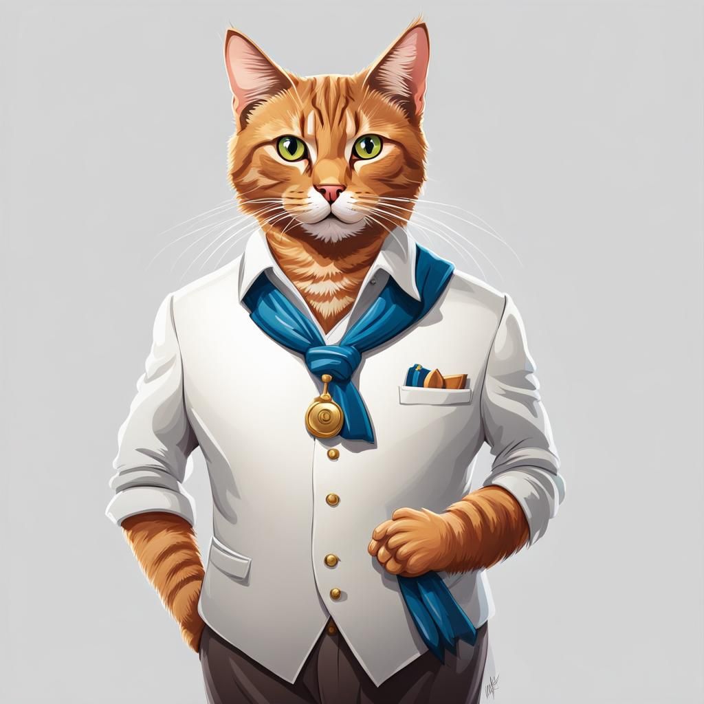 Cartoon Cat Caricature with Pride Attitude