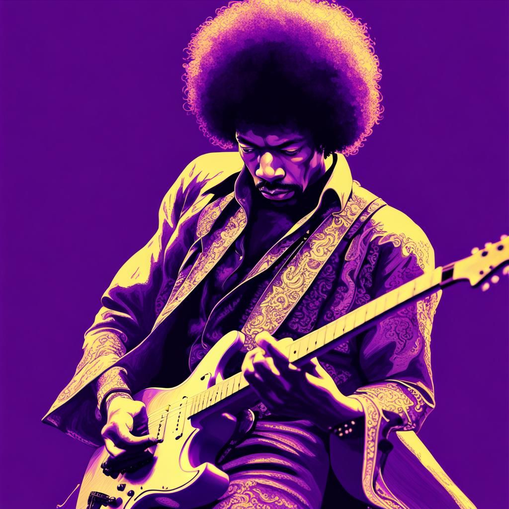 Hyperrealistic Black Light Portrait of Jimi Hendrix