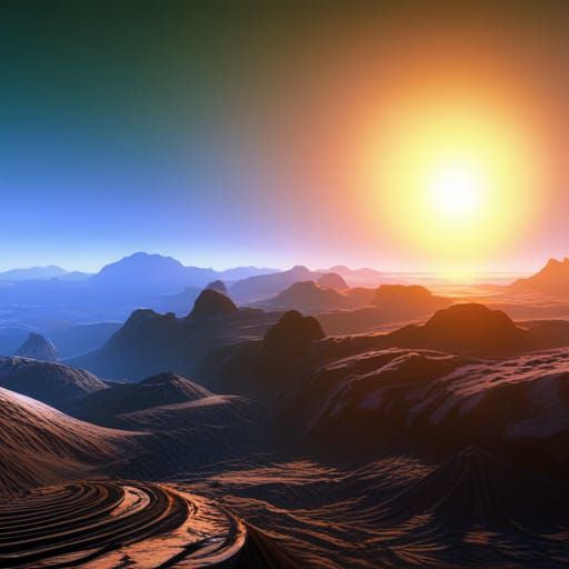 Alien Planet with Three Suns Setting