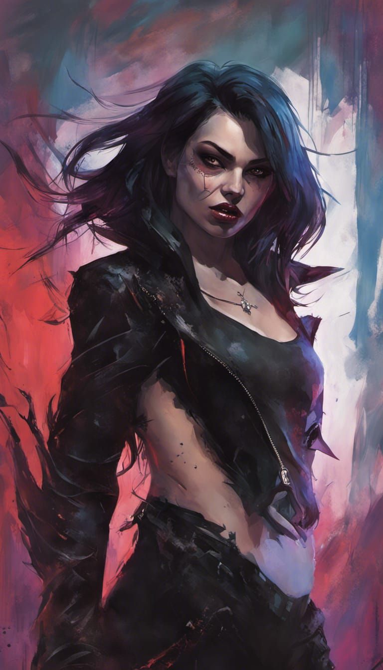 Gothic Vampire: Hyperrealistic Splash Art Portrait