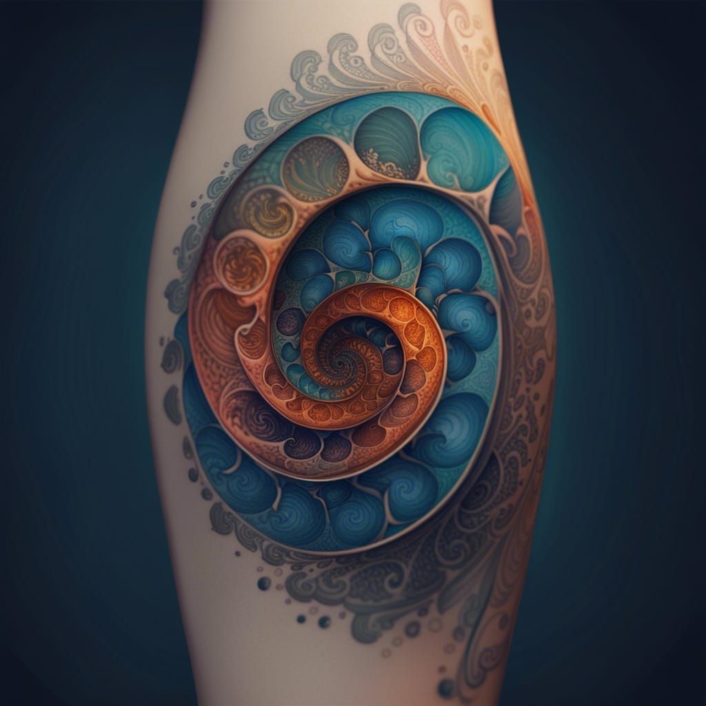 Fibonacci Sequence Minimalist Tattoo in Detailed Matte Paint...