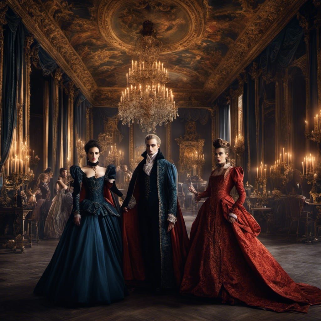 Guests at the vampire masked ball in Versailles