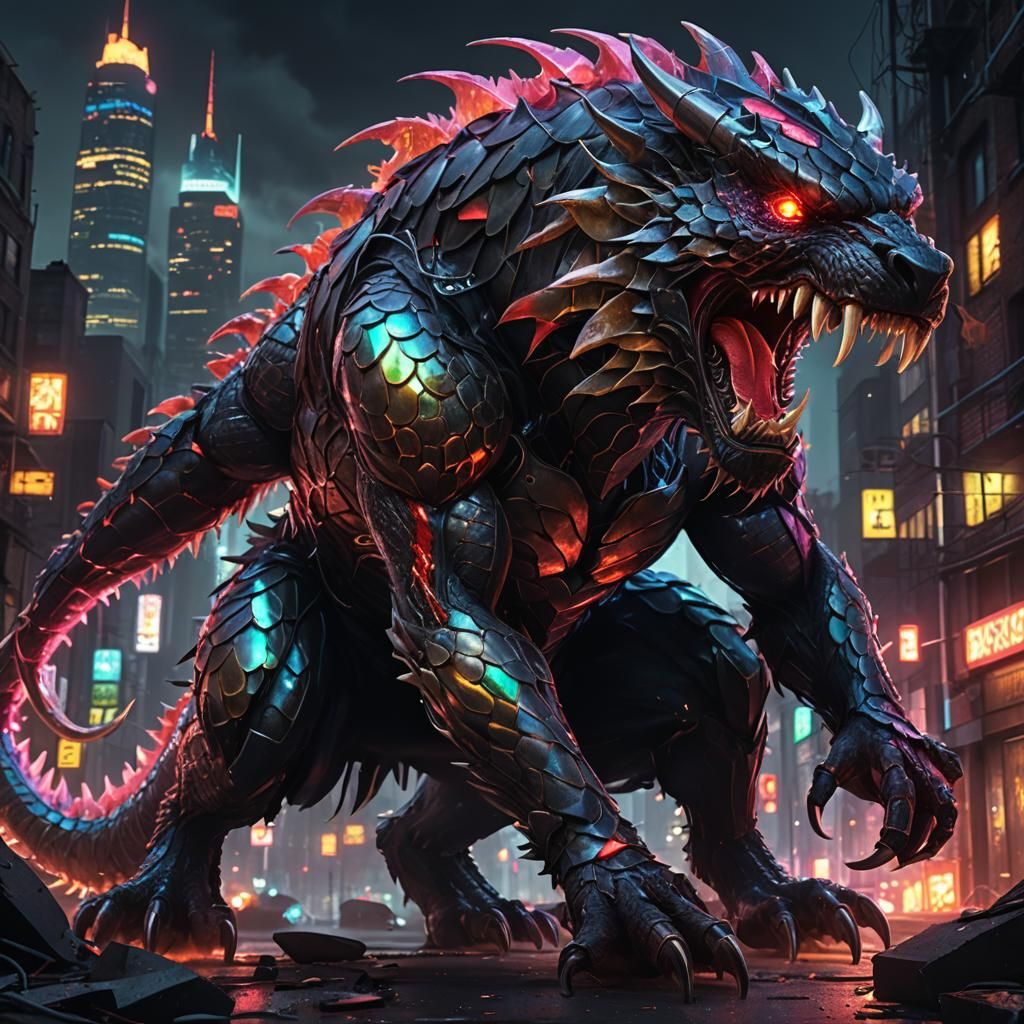 Sci-Fi Super Beast Roars in Ruined Cityscape