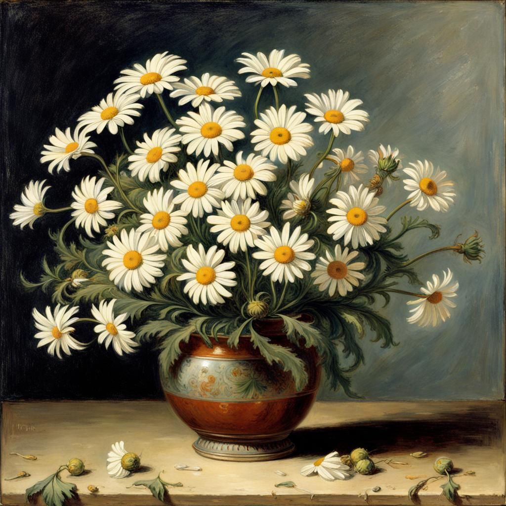 Daisies in the Style of 19th Century Landscape Art