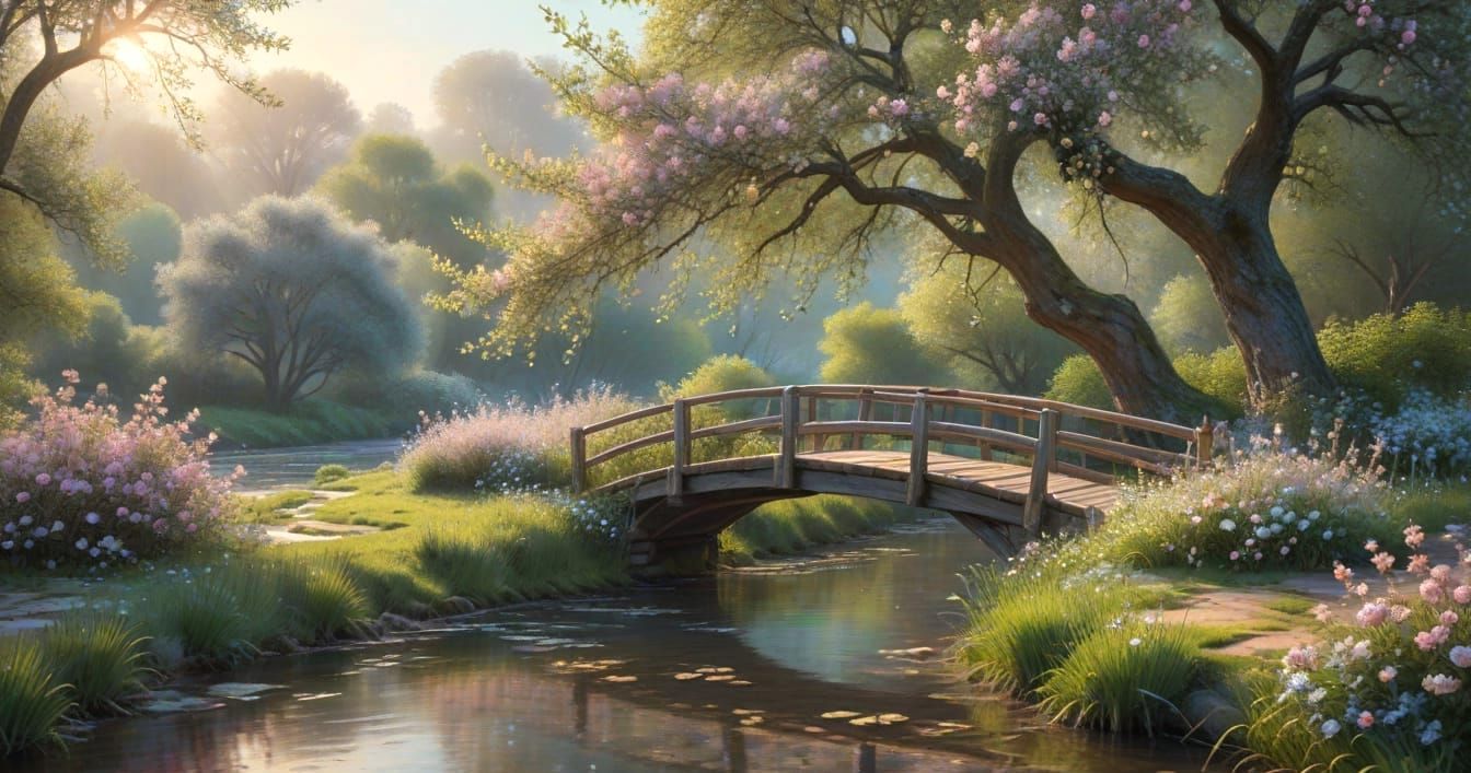 Surreal Spring Landscape in Delicate Pastel Tones