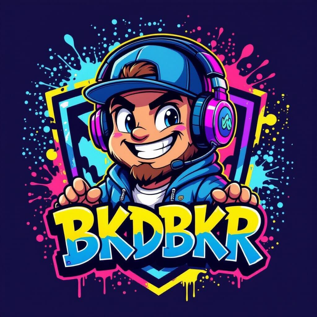 Cartoon Twitch Logo with Mascot in Graffiti Art Style