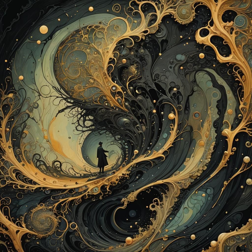 Dark Surrealism: Oily Sludge Consumes Mystical Realm