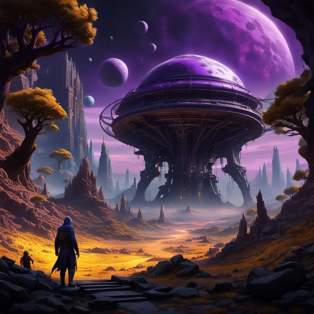 Extraterrestrial Arrival Chaos: A Dark Fantasy Concept Art