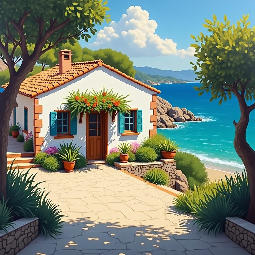 Mediterranean Beach Home in Impressionist Style