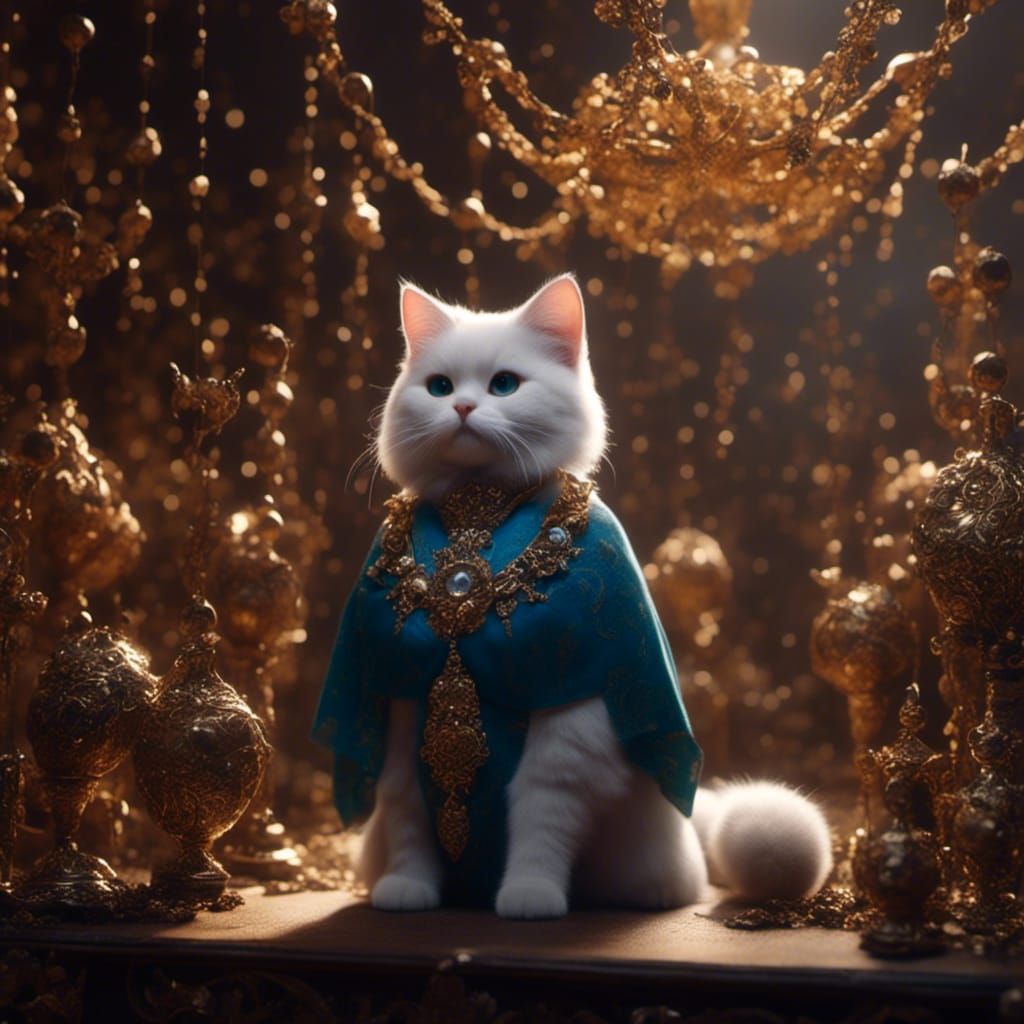 Adorable Cat Princess Digital Illustration