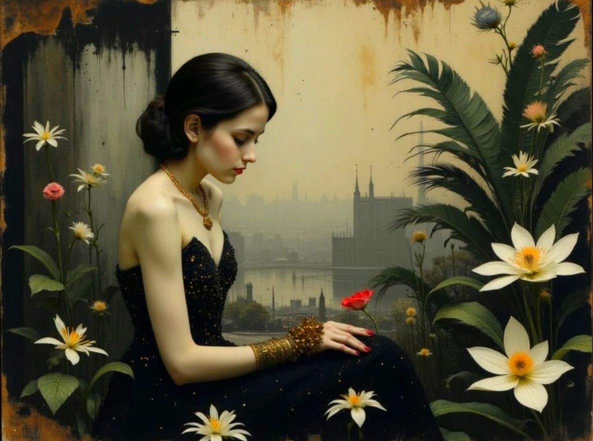 Art Deco Nightclub Singer in Impasto Style